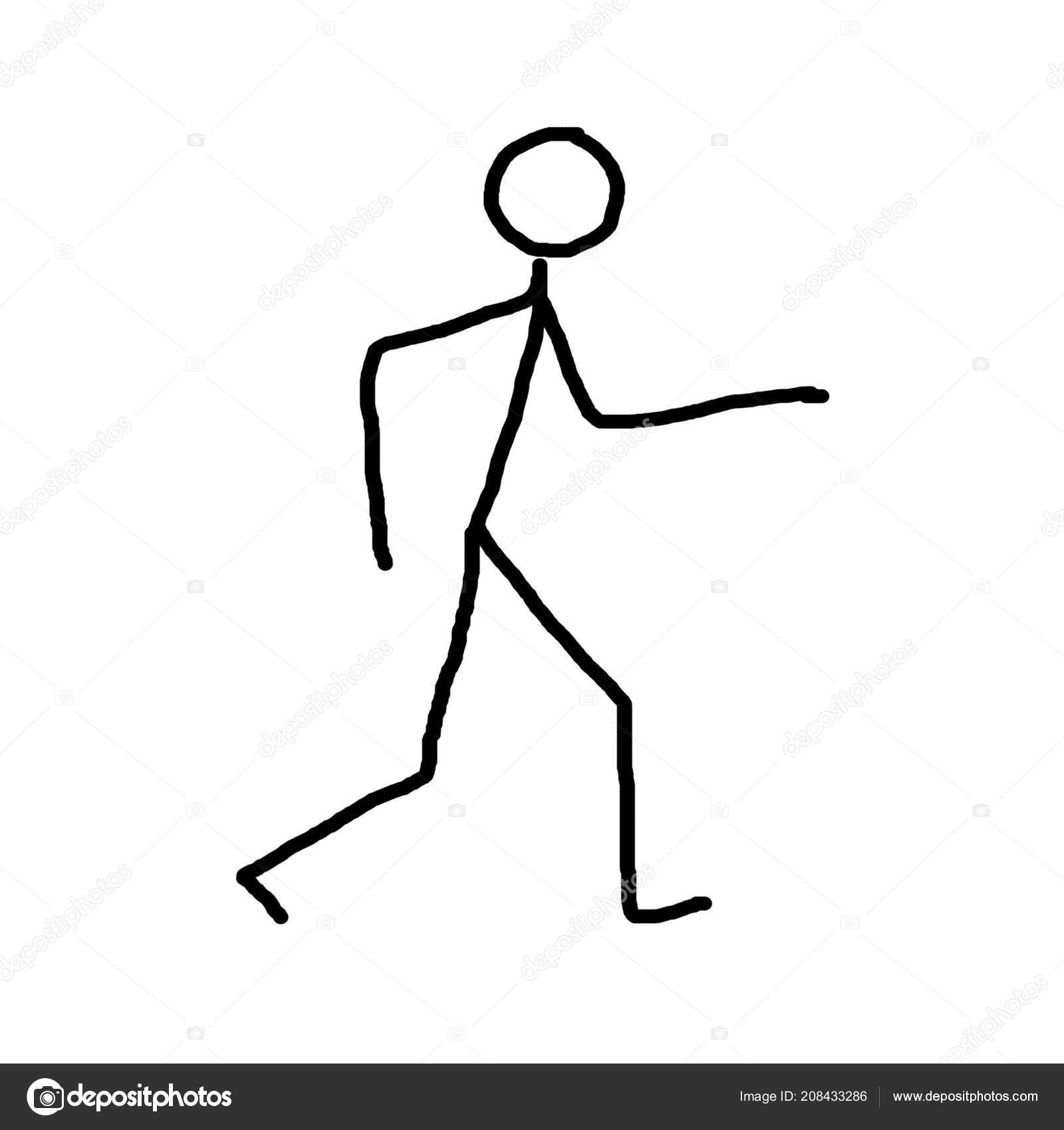Walking Man Primitive Drawing Black Pencil White Background Suitable Ideography Stock Photo Image By C Stori