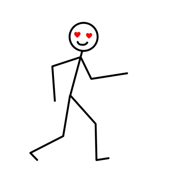 Walking man, primitiva ritning i svart penna på en vit bakgrund — Stockfoto