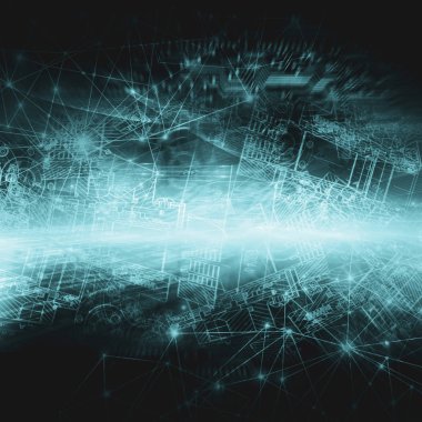 Global işletmelerin en iyi internet kavramı. Teknolojik geçmiş, internet, televizyon, mobil ve uydu iletişimi sembolleri.