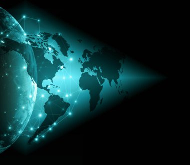 Dünyadan Uzaya. Kavram serisinden küresel iş dünyasının en iyi internet kavramı. Bu görüntünün elementleri NASA tarafından döşenmiştir. 3B illüstrasyon