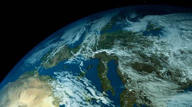 Dünyadan Uzaya. Kavram serisinden küresel iş dünyasının en iyi internet kavramı. Bu görüntünün elementleri NASA tarafından döşenmiştir. 3B illüstrasyon