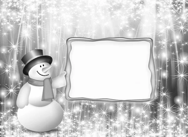 Snowman silver banner — Stock Photo, Image