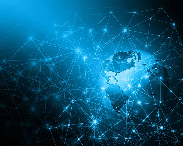 Global iş dünyasının en iyi internet kavramı. Küre, teknolojik arka planda parlayan çizgiler. Wi-Fi, ışınlar, semboller İnternet, 3 boyutlu illüstrasyon
