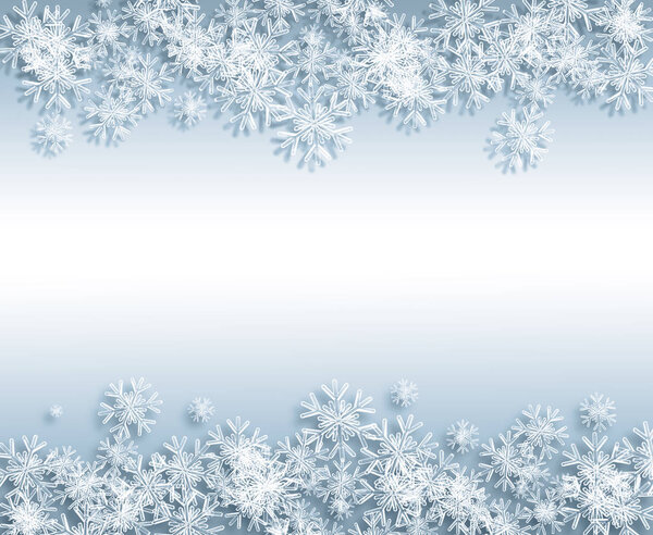 snowflakes and stars descending on background