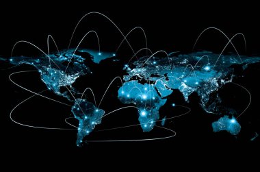 Fiziksel dünya harita illüstrasyon. Nasa tarafından döşenmiş bu görüntü unsurları