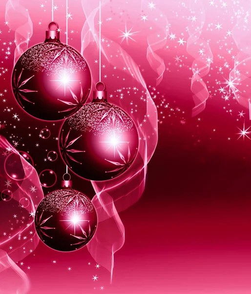 Рождественский красный фон с шариками — стоковое фото