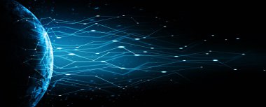 Dünyadan Uzaya. Kavram serisinden küresel iş dünyasının en iyi internet kavramı. Bu görüntünün elementleri NASA tarafından döşenmiştir. 3B illüstrasyon