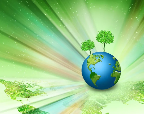 Ecological concept of the environment with the cultivation of trees . Planet Earth. Physical globe of the earth. Elements of this image furnished by NASA. 3D illustration — Stock Photo, Image