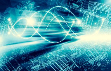 Global işletmelerin en iyi internet kavramı. Teknolojik geçmiş, internet, televizyon, mobil ve uydu iletişimi sembolleri.