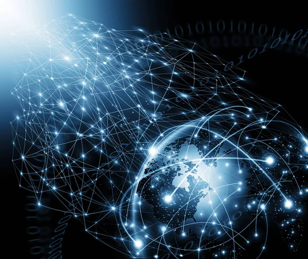 Dünyadan Uzaya. Kavram serisinden küresel iş dünyasının en iyi internet kavramı. Bu görüntünün elementleri NASA tarafından döşenmiştir. 3B illüstrasyon