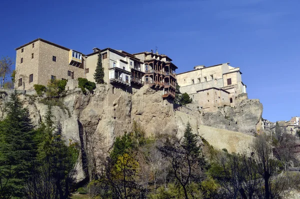 Města Domy Visící Skále Cuenca — Stock fotografie