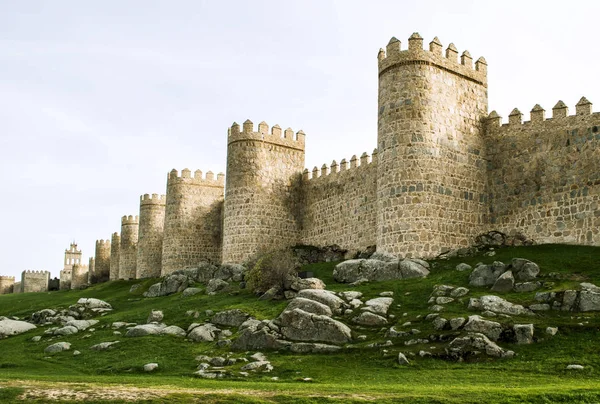Avila Ortaçağ Şehir Spanya Kale Duvarına — Stok fotoğraf
