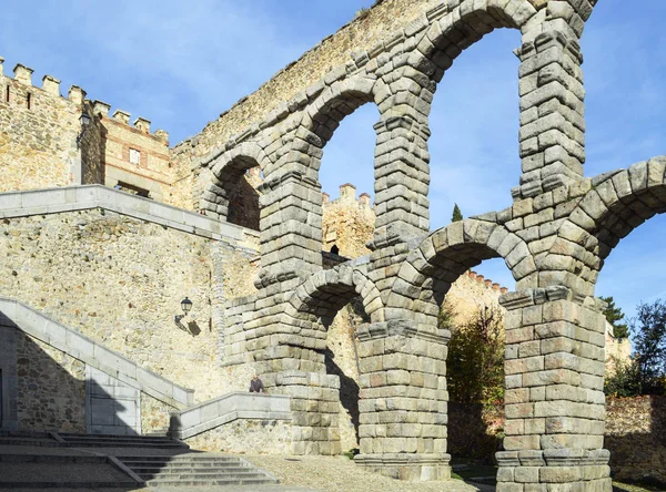 Римский Акведук Крепостная Стена Сеговии — стоковое фото