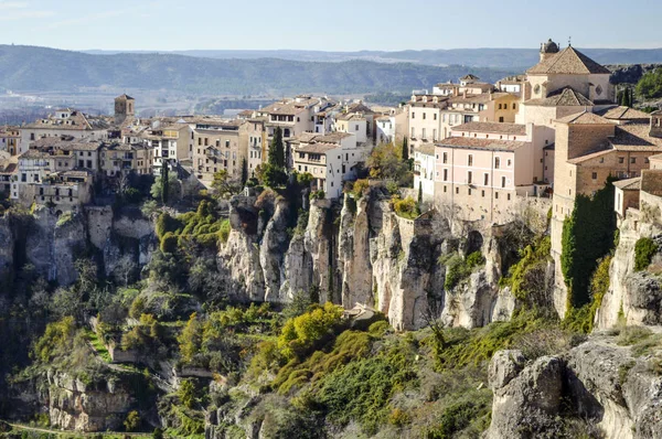 Vista Ciudad Medieval Cuenca Situada Sobre Las Rocas España — Foto de Stock