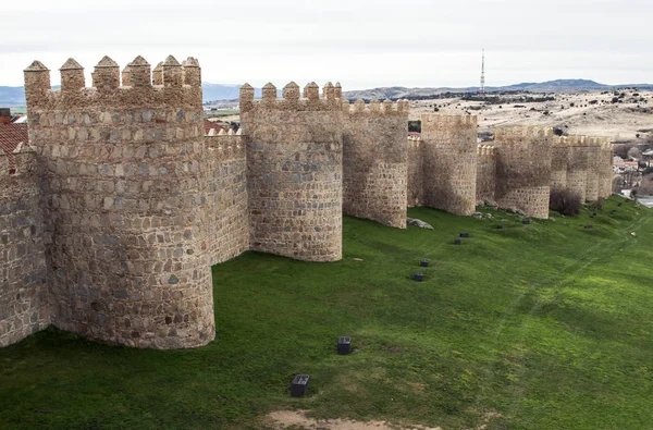 Muro Fortaleza Com Torres Cidade Velha Ávila — Fotografia de Stock