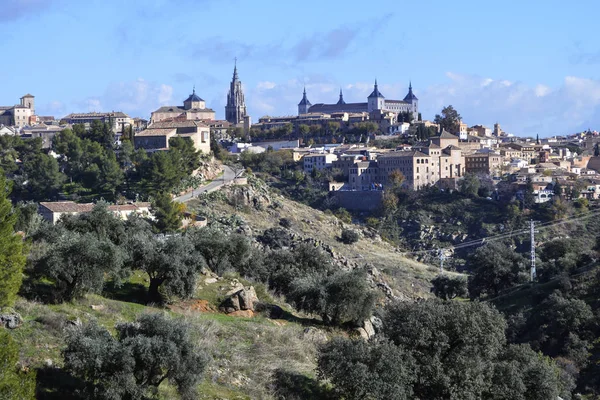 Hermosa Vista Histórica Ciudad Toledo Alcázar Medieval — Foto de Stock