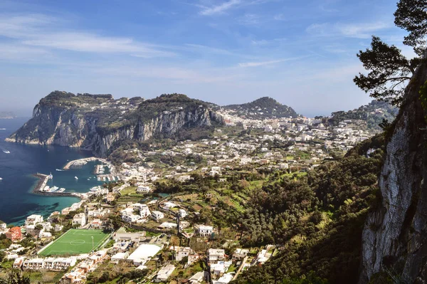 Vista Superior Ciudad Capri Puerto Golfo Nápoles — Foto de Stock