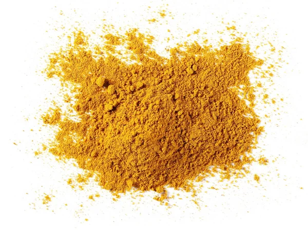 Turmeric Curcuma Powder Pile Isolated White Background Top View — Stock Photo, Image