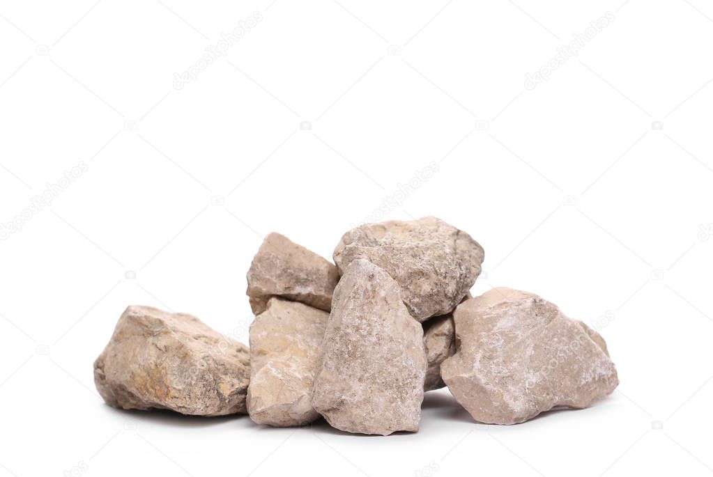 Rock pile isolated on white background and texture