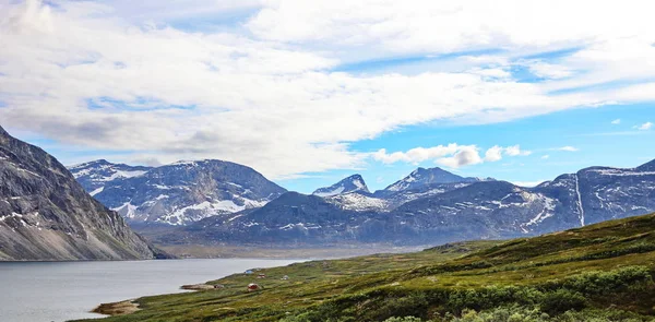 Táj Grönland Gyönyörű Nuuk Fjord Óceán Hegyek Háttérben — Stock Fotó