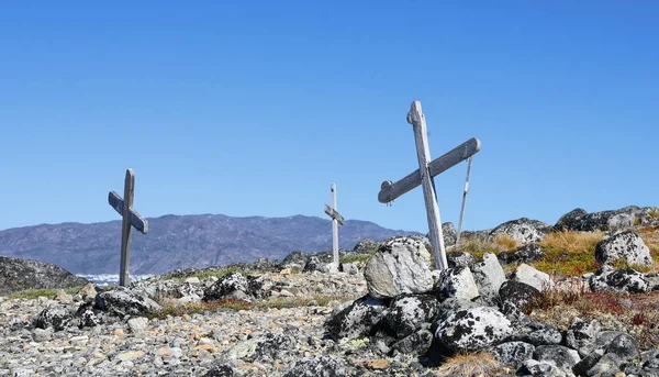 Old Christian Cemetery Greenland Landscape Nuuk Fjord — Stock Photo, Image