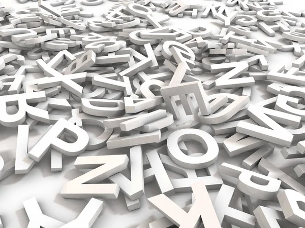 3d resimli beyaz büyük harfler beyaz bir arka plan üzerinde iç içe geçmiş bir yığını. Büyük typegraphy, eğitim, tasarım ve iş uygulamaları için.