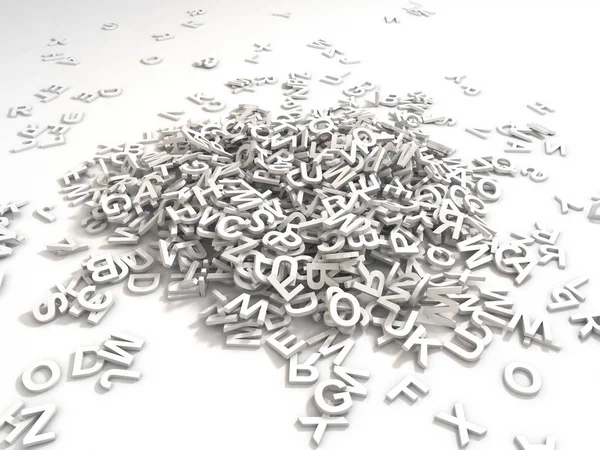 3d resimli beyaz büyük harfler beyaz bir arka plan üzerinde iç içe geçmiş bir yığını. Büyük typegraphy, eğitim, tasarım ve iş uygulamaları için.