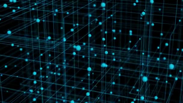 Bleu teinté Hi-tech 3D Illustré Fond animé d'une grille et plusieurs sphères 