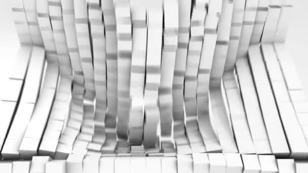 Колапсуюча Стіна Білих Кубиків Білому Тлі Ілюстрація Відео — стокове відео