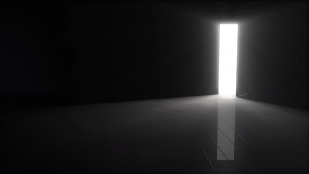 Une Porte Ouvrant Sur Une Pièce Sombre Avec Une Lumière — Video