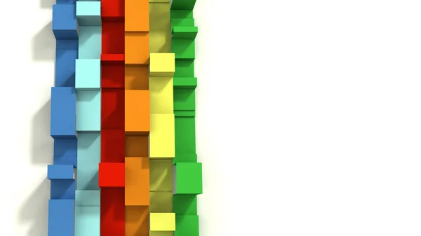 Beyaz Backgr Üzerinde Çok Renkli 3d Resimli Geometrik Kurdeleler