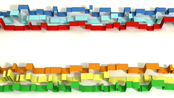 Beyaz Backgr Üzerinde Çok Renkli 3d Resimli Geometrik Kurdeleler