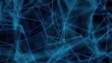 Desen gibi bir Web'de Birbirine Bağlı Mavi Çizgilerin Arka Plan Animasyonlu Kafes Ağı. 15 saniye. Hd Çözünürlük.