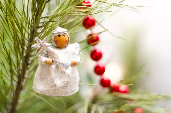 Figura Ángel Primer Plano Árbol Navidad — Foto de Stock