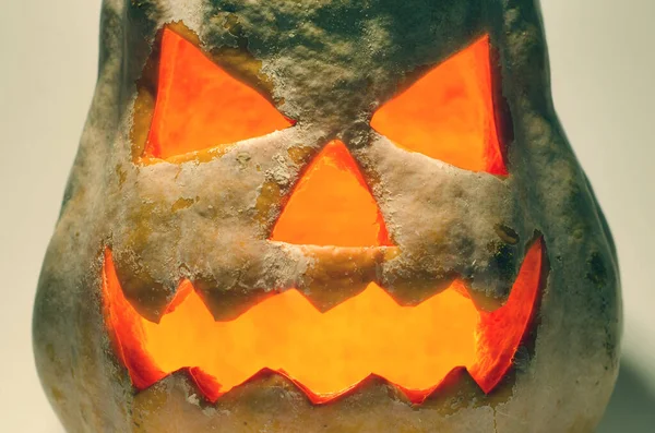 Halloween Dýňová Tvář Zářícíma Očima — Stock fotografie