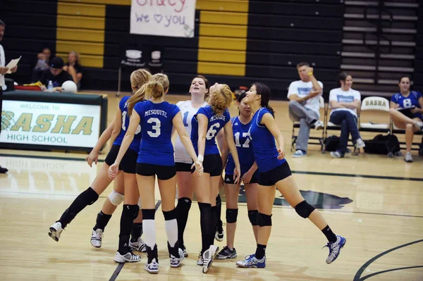 High School Girls Volleyball Game Action Blir Spilt Arizona – stockfoto