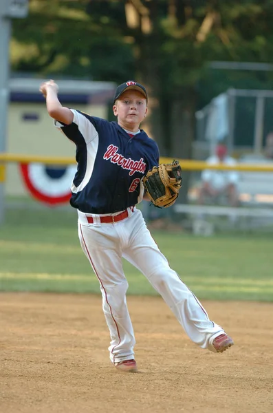 Little League Baseball Ação — Fotografia de Stock