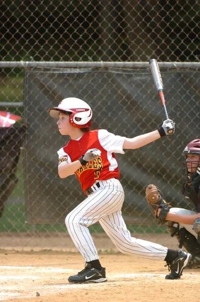 Little League Baseball Akcji — Zdjęcie stockowe