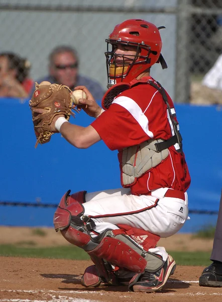 Middelbare School Baseball Spelen Actie — Stockfoto