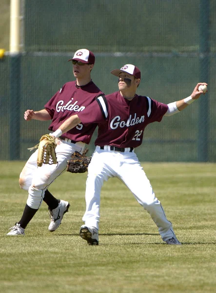 High School Baseball Spel Aktion — Stockfoto