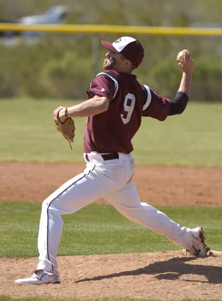 High School Baseball Spel Aktion — Stockfoto