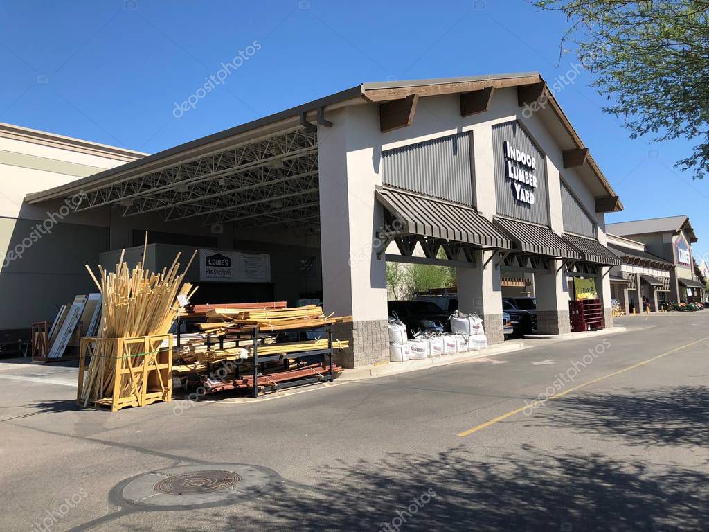 Lowe's Home Improvement Warehouse with outdoor pickup area for the lumber department. Photo was taken in Gilbert Arizona.