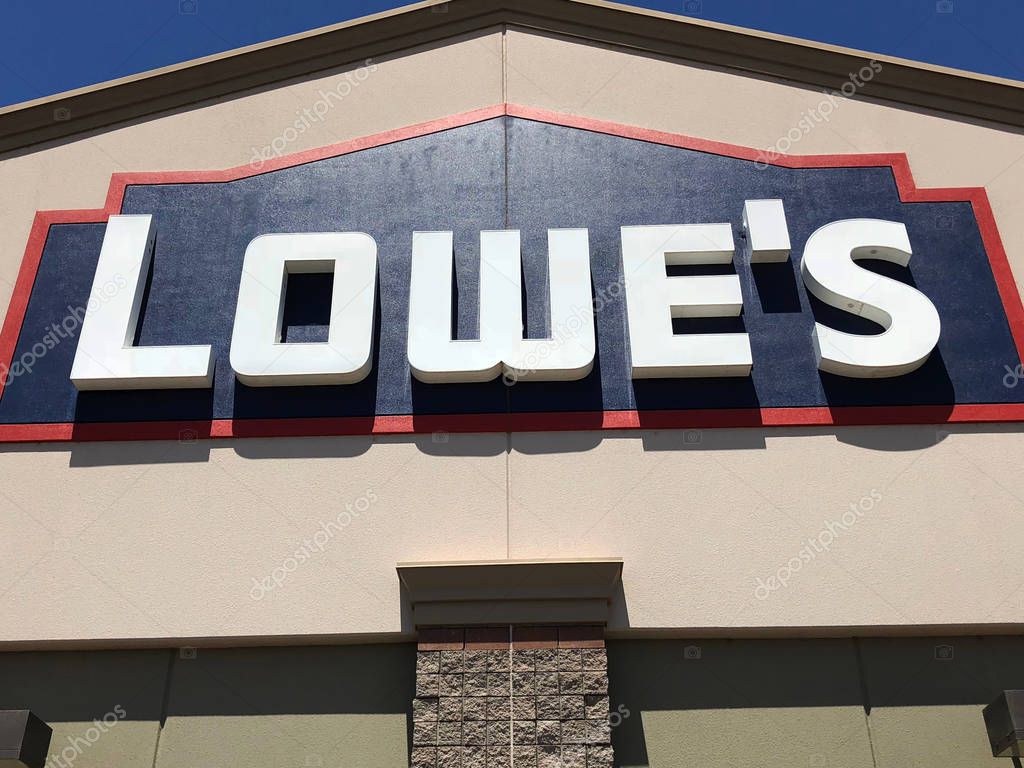 Lowe's Home Improvement Warehouse Exterior and the corporate logo on the store. Photo was taken in Gilbert Arizona.