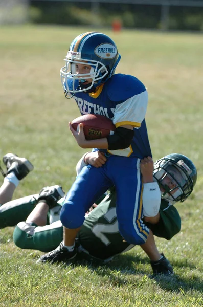 Pop Warner Νεολαίας Ποδοσφαιρική Δράση Pop Warner Είναι Μεγαλύτερο Και — Φωτογραφία Αρχείου