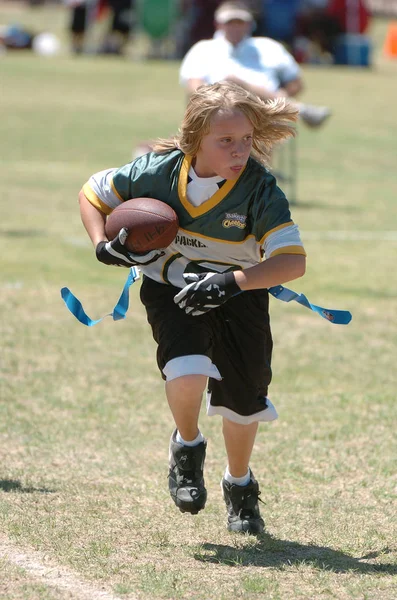 Bandiera Gioco Calcio Che Viene Giocato Azione Gioco Bambini Divertirsi — Foto Stock