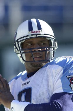 Steve McNair Quarterback of the Tennessee Titians in game action during the regular season of a NFL game. SteveMcNair, nicknamed Air McNair, was an NFL football quarterback in the National Football League. clipart