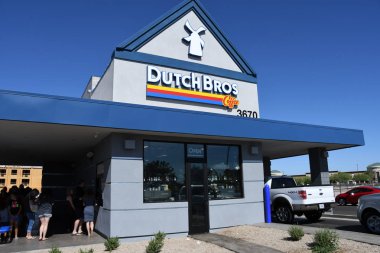 Dutch Bros Coffee chain specializing in all different kinds of coffee. Location of the photo was taken in Gilbert Arizona. Dutch Bros. Coffee is a privately held drive-through coffee chain headquartered in Grants Pass, Oregon, United States. clipart