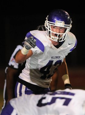 Arizona Doğu Vadisi oynanan bir normal sezon oyunları sırasında lise futbol oyun eylem. Yüksek okul futbol lise takım Amerika Birleşik Devletleri'nde oynadığı ızgara futbolcu.