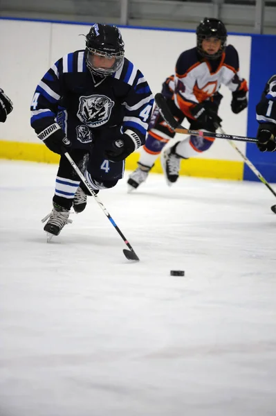 Youth Ice Hockey League Gioco Azione Durante Torneo Essere Giocato — Foto Stock