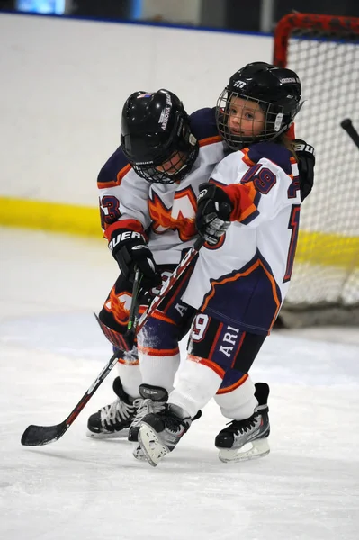 Youth Ice Hockey League Gioco Azione Durante Torneo Essere Giocato — Foto Stock